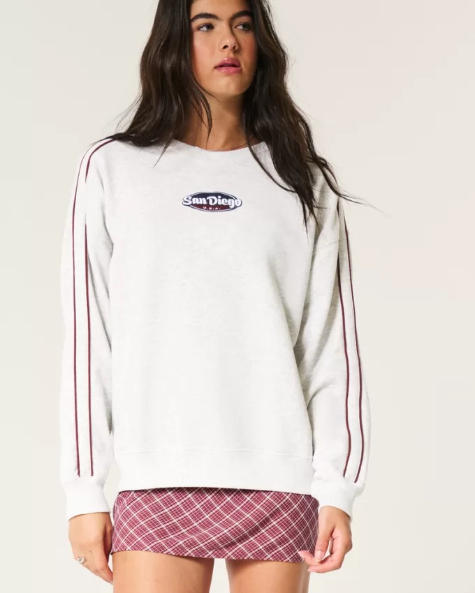 Oversized San Diego Graphic Crew Sweatshirt,Oversized San Diego Graphic Crew Sweatshirt