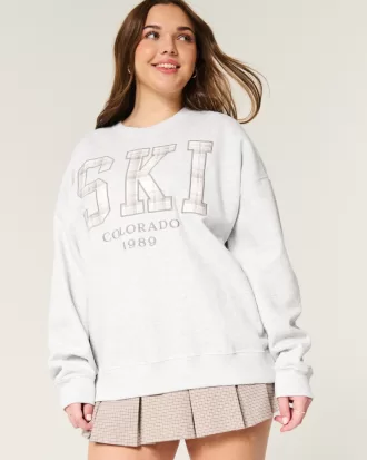 Oversized Ski Colorado Graphic Crew Sweatshirt,Oversized Ski Colorado Graphic Crew Sweatshirt