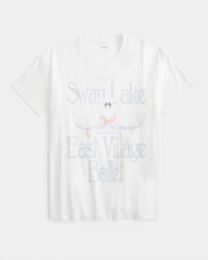 Oversized Swan Lake Graphic Tee,Oversized Swan Lake Graphic Tee