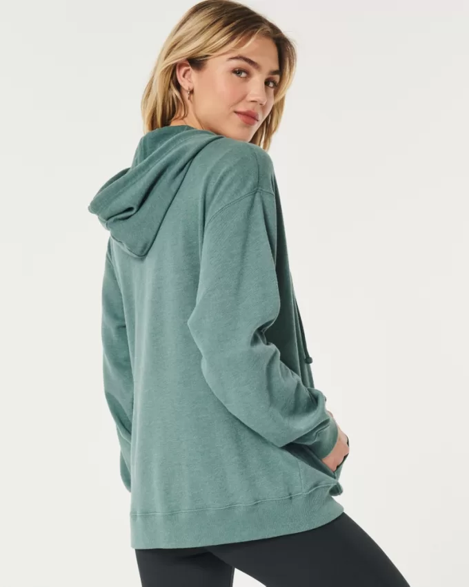 Oversized Terry Zip-Up Hoodie,Oversized Terry Zip-Up Hoodie