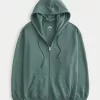 Oversized Terry Zip-Up Hoodie,Oversized Terry Zip-Up Hoodie