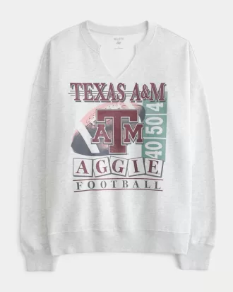 Oversized Texas A&M University Notch-Neck Sweatshirt,Oversized Texas A&M University Notch-Neck Sweatshirt