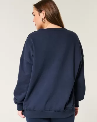 Oversized UCLA Graphic Notch-Neck Sweatshirt,Oversized UCLA Graphic Notch-Neck Sweatshirt