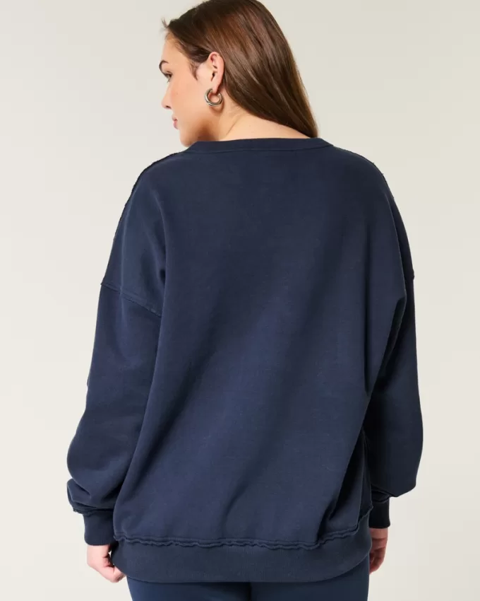 Oversized UCLA Graphic Notch-Neck Sweatshirt,Oversized UCLA Graphic Notch-Neck Sweatshirt