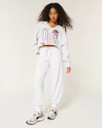 Oversized UGA Dawgs Graphic Notch-Neck Sweatshirt,Oversized UGA Dawgs Graphic Notch-Neck Sweatshirt