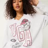 Oversized UGA Dawgs Graphic Notch-Neck Sweatshirt,Oversized UGA Dawgs Graphic Notch-Neck Sweatshirt