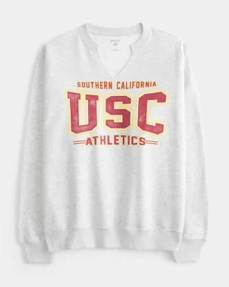Oversized USC Graphic Notch-Neck Sweatshirt,Oversized USC Graphic Notch-Neck Sweatshirt