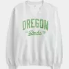 Oversized University of Oregon Graphic Notch-Neck Sweatshirt,Oversized University of Oregon Graphic Notch-Neck Sweatshirt