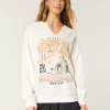 Oversized University of Texas Graphic Notch-Neck Sweatshirt,Oversized University of Texas Graphic Notch-Neck Sweatshirt