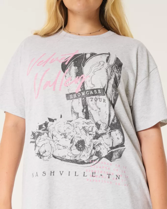 Oversized Velvet Valley Graphic Tee,Oversized Velvet Valley Graphic Tee