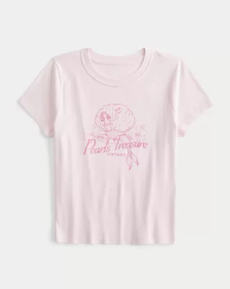 Pearls Treasure Graphic Baby Tee,Pearls Treasure Graphic Baby Tee