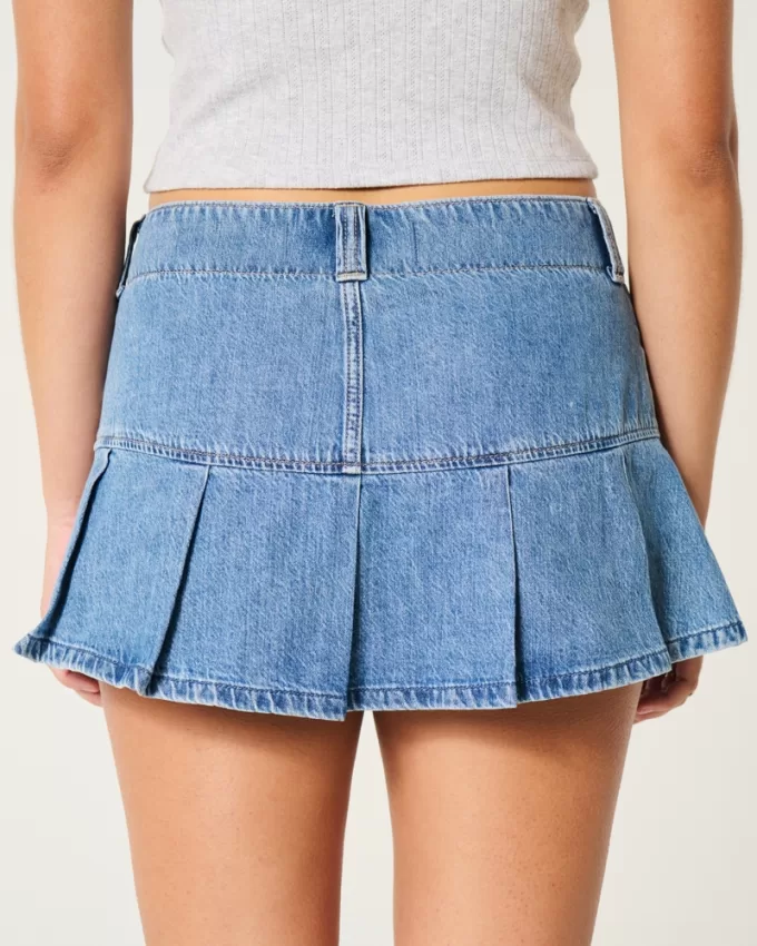 Pleated Denim Mini Skort,Pleated Denim Mini Skort Pleated Denim Mini Skort,Pleated Denim Mini Skort