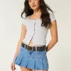 Pleated Denim Mini Skort,Pleated Denim Mini Skort Pleated Denim Mini Skort,Pleated Denim Mini Skort