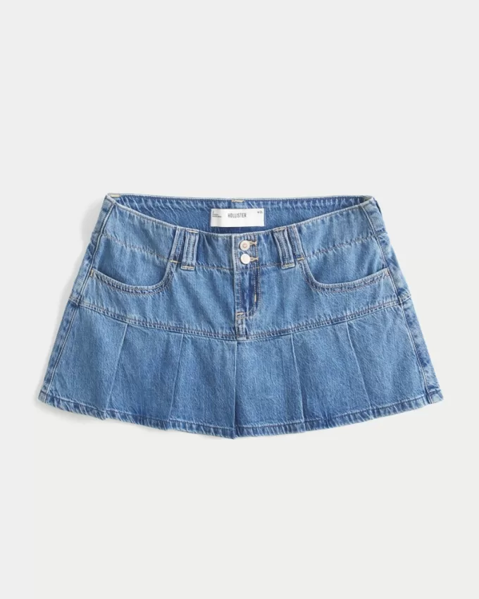 Pleated Denim Mini Skort,Pleated Denim Mini Skort Pleated Denim Mini Skort,Pleated Denim Mini Skort