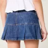 Pleated Denim Mini Skort,Pleated Denim Mini Skort