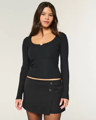 Pointelle Seamless Fabric Scoop Top,Pointelle Seamless Fabric Scoop Top