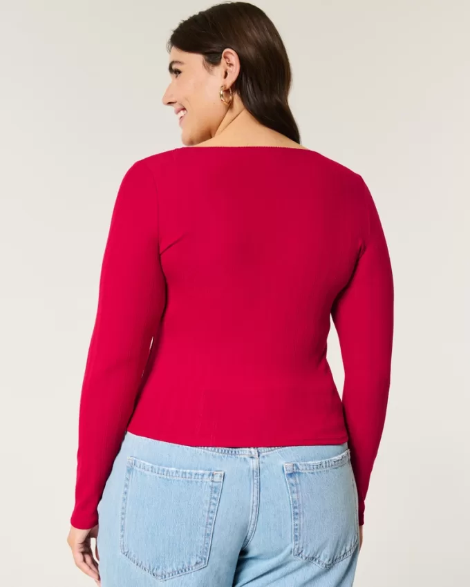 Pointelle Seamless Fabric Scoop Top,Pointelle Seamless Fabric Scoop Top