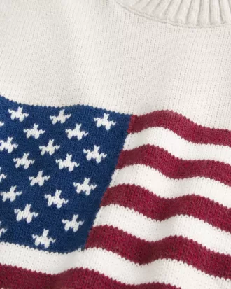 Relaxed American Flag Graphic Crew Sweater,Relaxed American Flag Graphic Crew Sweater