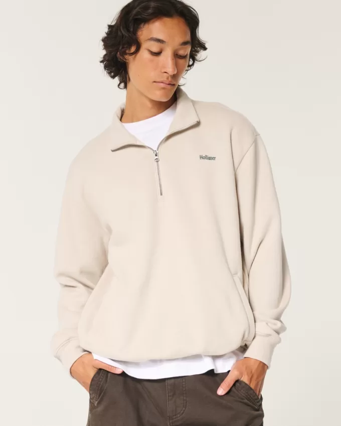 Relaxed Half-Zip Logo Sweatshirt,Relaxed Half-Zip Logo Sweatshirt