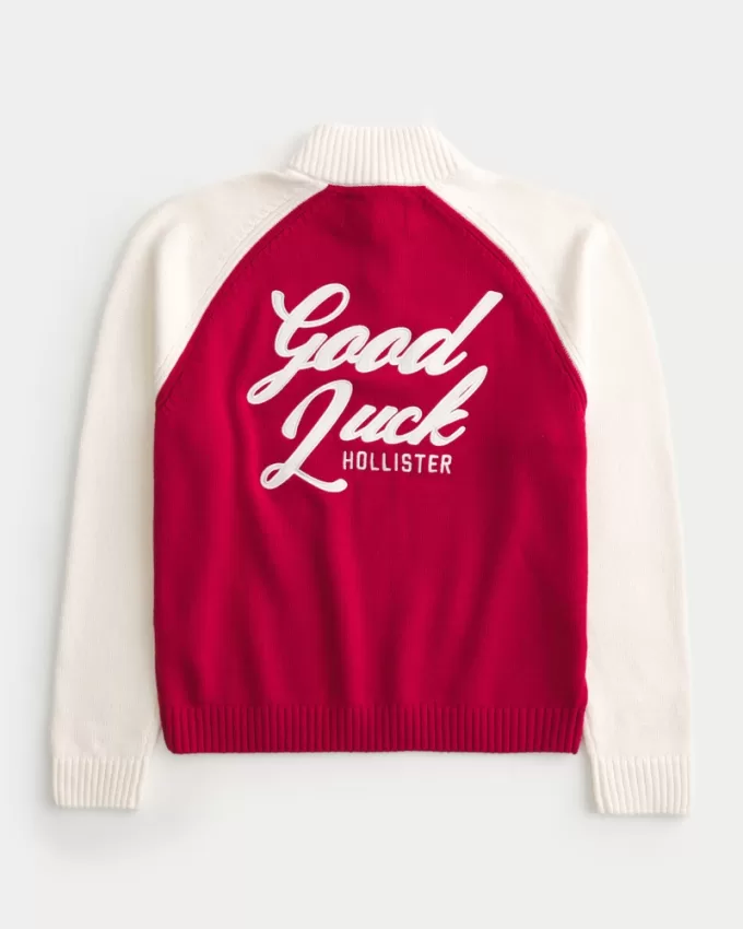 Relaxed Lunar New Year Graphic Quarter-Zip Sweater,Relaxed Lunar New Year Graphic Quarter-Zip Sweater