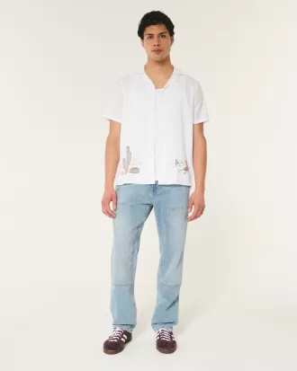 Relaxed Short-Sleeve Embroidered Western Graphic Shirt,Relaxed Short-Sleeve Embroidered Western Graphic Shirt