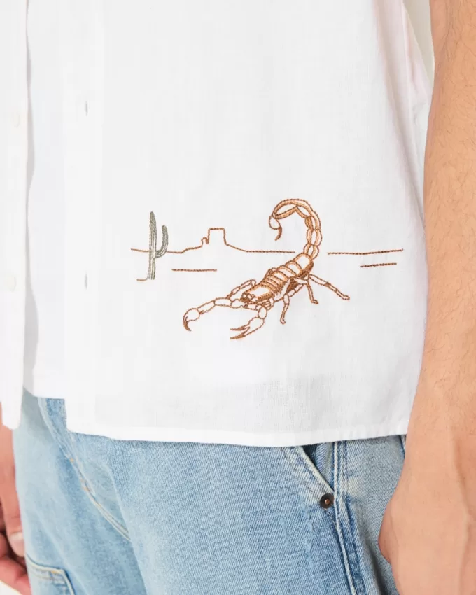 Relaxed Short-Sleeve Embroidered Western Graphic Shirt,Relaxed Short-Sleeve Embroidered Western Graphic Shirt