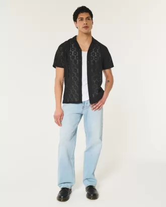 Relaxed Short-Sleeve Lace Shirt,Relaxed Short-Sleeve Lace Shirt