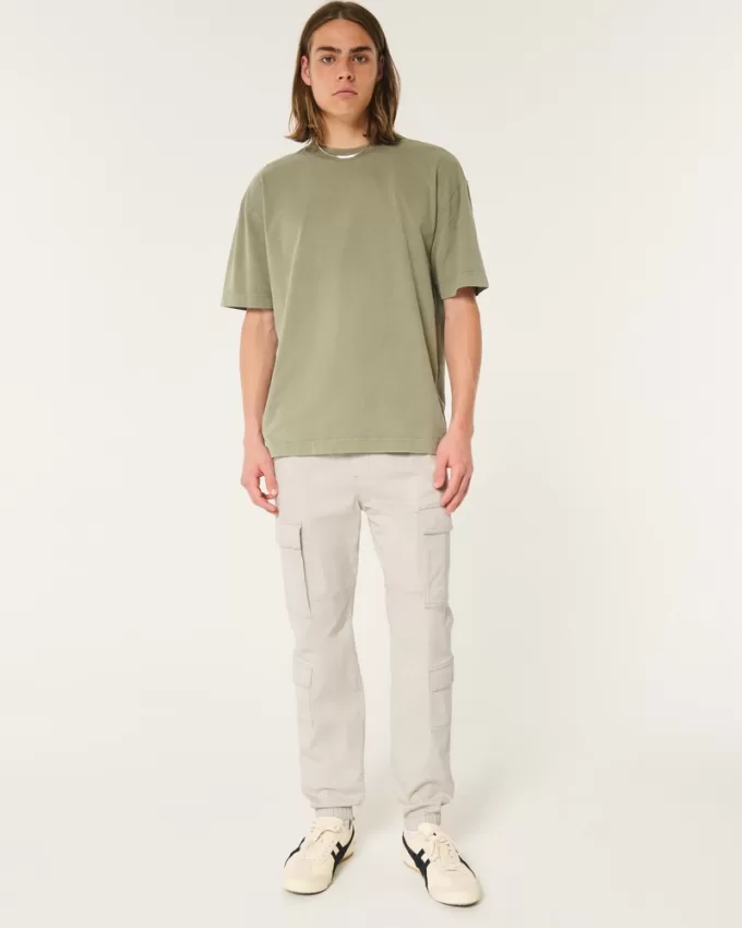 Relaxed Twill Cargo Joggers,Relaxed Twill Cargo Joggers