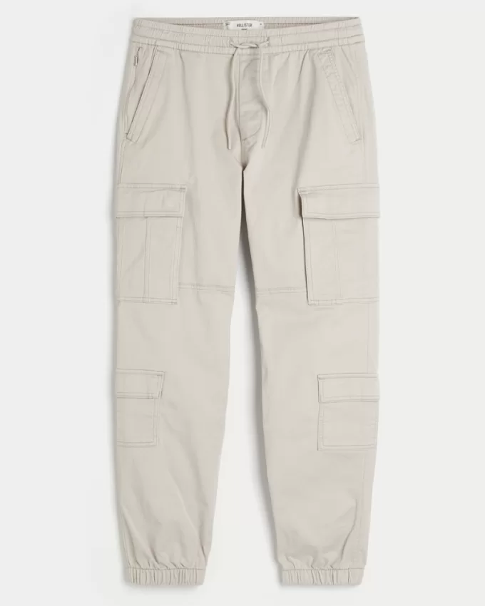 Relaxed Twill Cargo Joggers,Relaxed Twill Cargo Joggers
