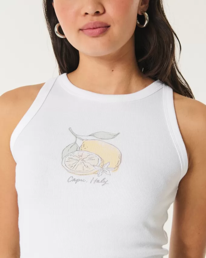 Ribbed Capri Italy Graphic Tank,Ribbed Capri Italy Graphic Tank