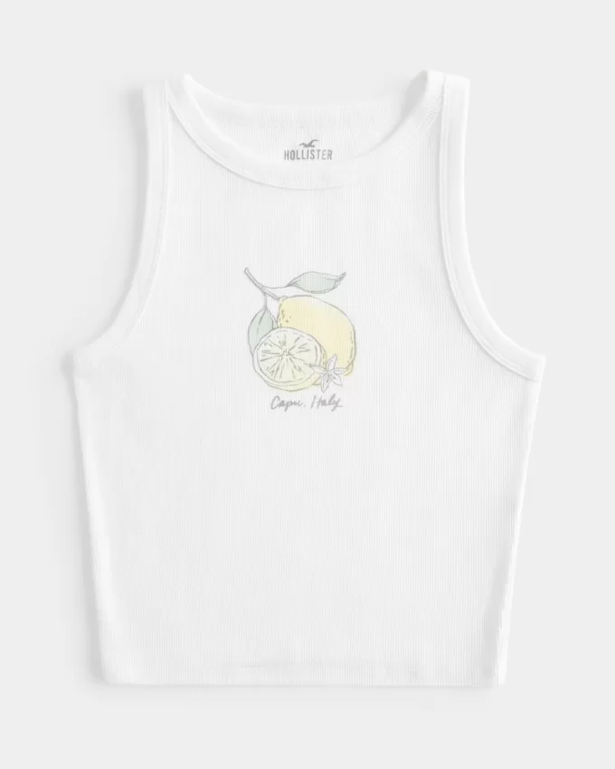 Ribbed Capri Italy Graphic Tank,Ribbed Capri Italy Graphic Tank