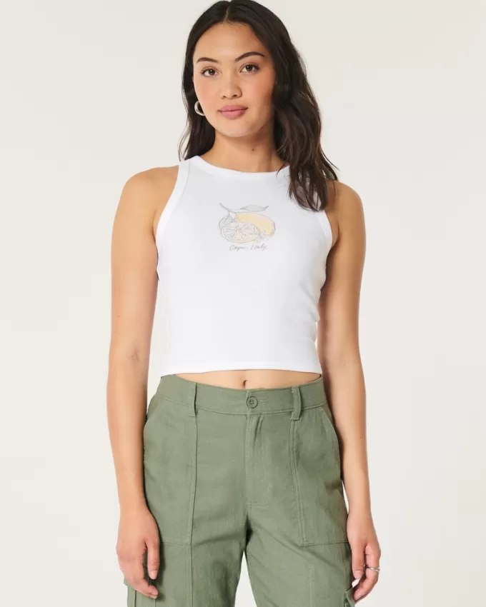 Ribbed Capri Italy Graphic Tank,Ribbed Capri Italy Graphic Tank