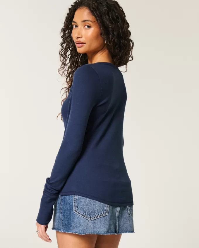 Ribbed Henley,Ribbed Henley