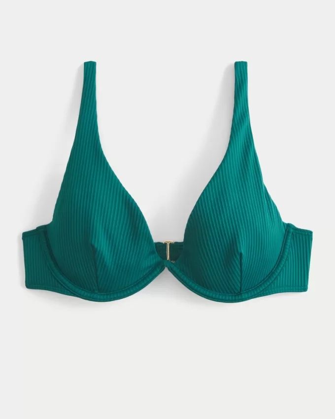 Ribbed High Apex Underwire Bikini Top,Ribbed High Apex Underwire Bikini Top