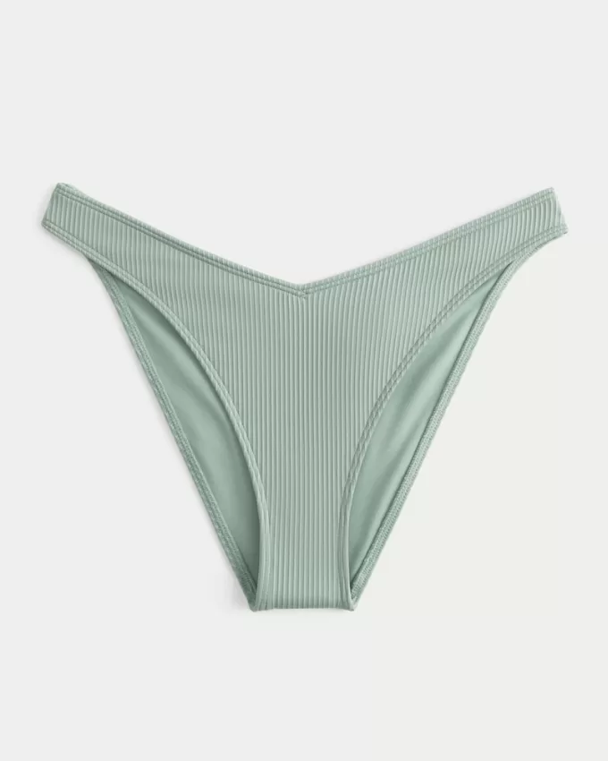 Ribbed High-Leg Cheeky Bikini Bottom,Ribbed High-Leg Cheeky Bikini Bottom
