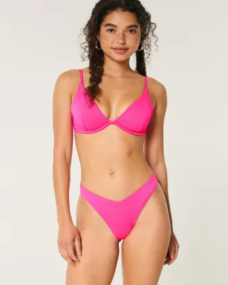 Ribbed High-Leg V-Waist Cheekiest Bikini Bottom,Ribbed High-Leg V-Waist Cheekiest Bikini Bottom