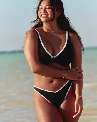 Ribbed High-Leg V-Waist Cheekiest Bikini Bottom,Ribbed High-Leg V-Waist Cheekiest Bikini Bottom