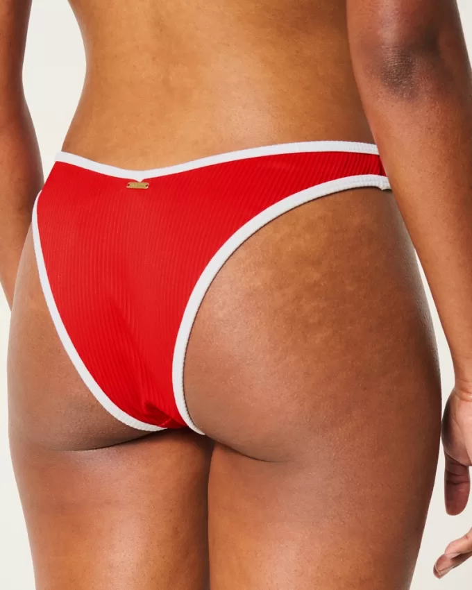 Ribbed High-Leg V-Waist Cheekiest Bikini Bottom,Ribbed High-Leg V-Waist Cheekiest Bikini Bottom