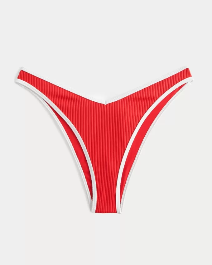 Ribbed High-Leg V-Waist Cheekiest Bikini Bottom,Ribbed High-Leg V-Waist Cheekiest Bikini Bottom