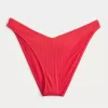 Ribbed High-Leg V-Waist Cheeky Bikini Bottom,Ribbed High-Leg V-Waist Cheeky Bikini Bottom
