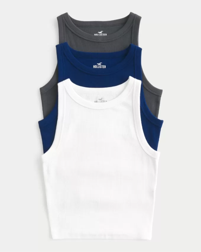 Ribbed High-Neck Tank 3-Pack,Ribbed High-Neck Tank 3-Pack