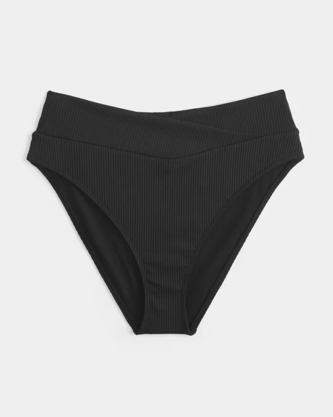Ribbed High-Waist Bikini Bottom,Ribbed High-Waist Bikini Bottom