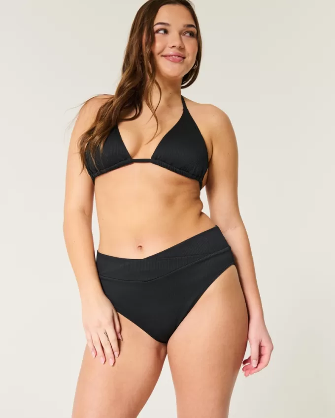 Ribbed High-Waist Bikini Bottom,Ribbed High-Waist Bikini Bottom