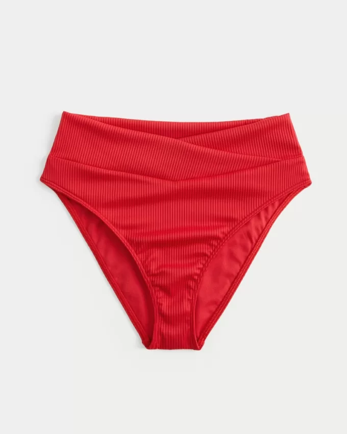 Ribbed High-Waist Bikini Bottom,Ribbed High-Waist Bikini Bottom