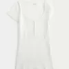 Ribbed Lace Placket Scoop Henley,Ribbed Lace Placket Scoop Henley