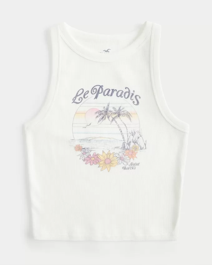 Ribbed Le Paradis Graphic High-Neck Tank,Ribbed Le Paradis Graphic High-Neck Tank