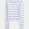 Ribbed Long-Sleeve Crew Top,Ribbed Long-Sleeve Crew Top