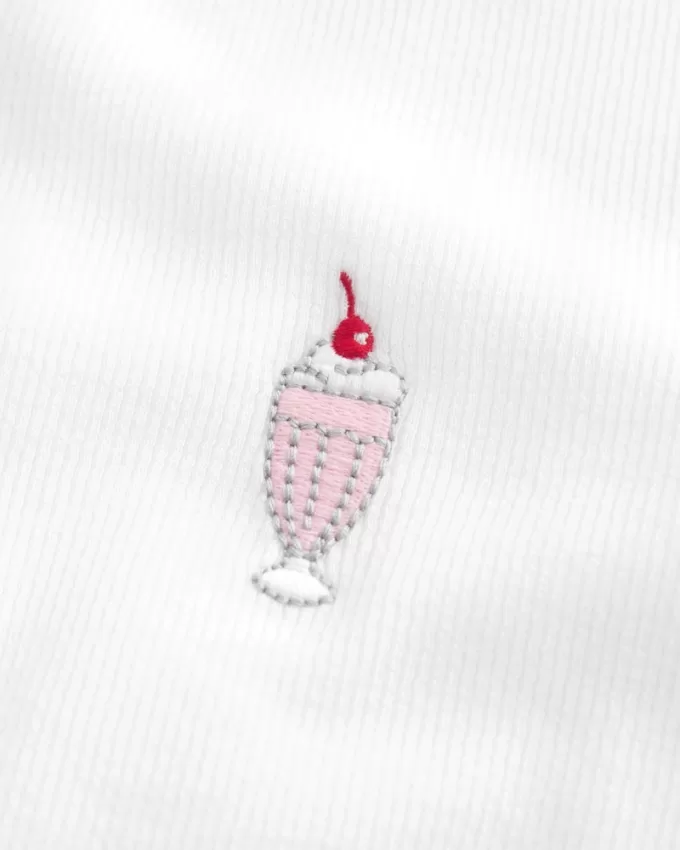 Ribbed Longer-Length Milkshake Graphic Baby Tee,Ribbed Longer-Length Milkshake Graphic Baby Tee