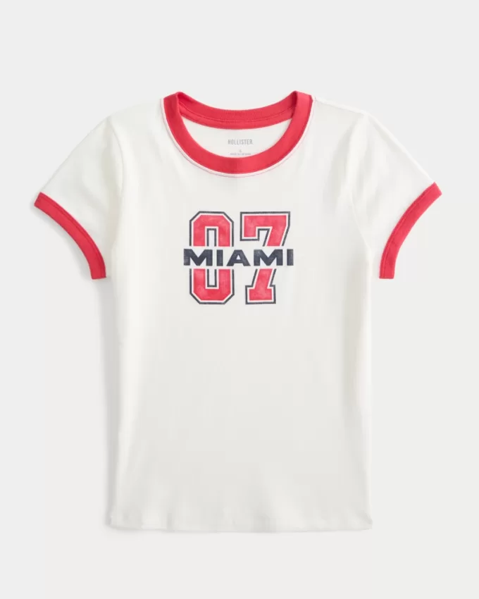 Ribbed Miami Graphic Baby Tee,Ribbed Miami Graphic Baby Tee