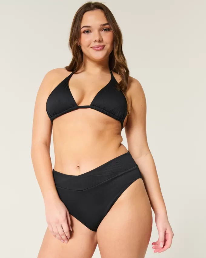 Ribbed Multi-Way Triangle Bikini Top,Ribbed Multi-Way Triangle Bikini Top